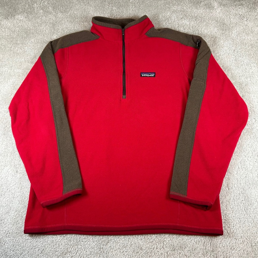Patagonia 1/4 Zip Fleece Pullover Mens Medium Red Brown Better Sweater 27625